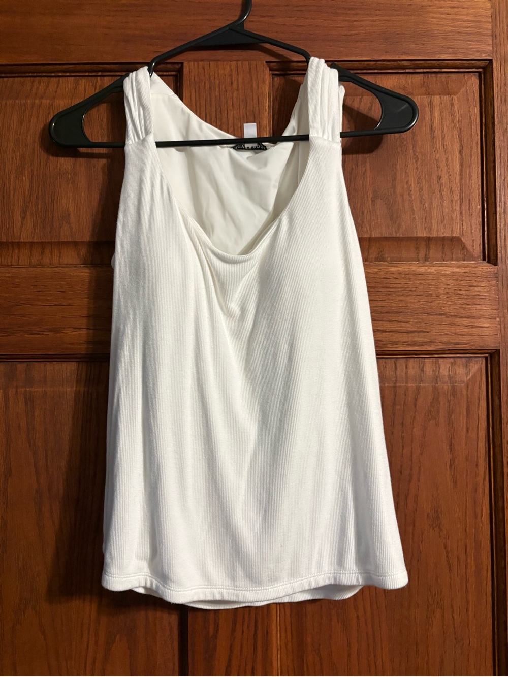 Liverpool White Racerback Tank with Draped Neckline